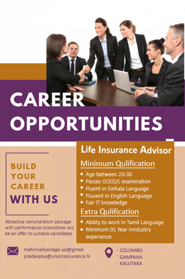 Life Insurance Advisor - Adopt Yourself to the New Norm job from Union Assurance - colombo 3 in Colombo 03, Sri Lanka