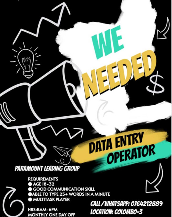 Dataentry opertaor job from Access World (Pvt) Ltd in colombo, Sri Lanka