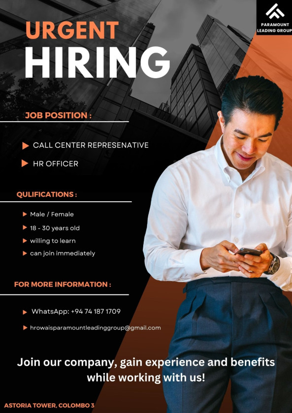 call center officer job from ANJLISRI in colombo, Sri Lanka