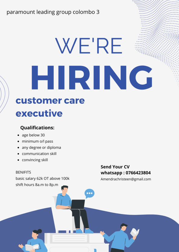 customer care executive job from leading group company in colombo 3, Sri Lanka