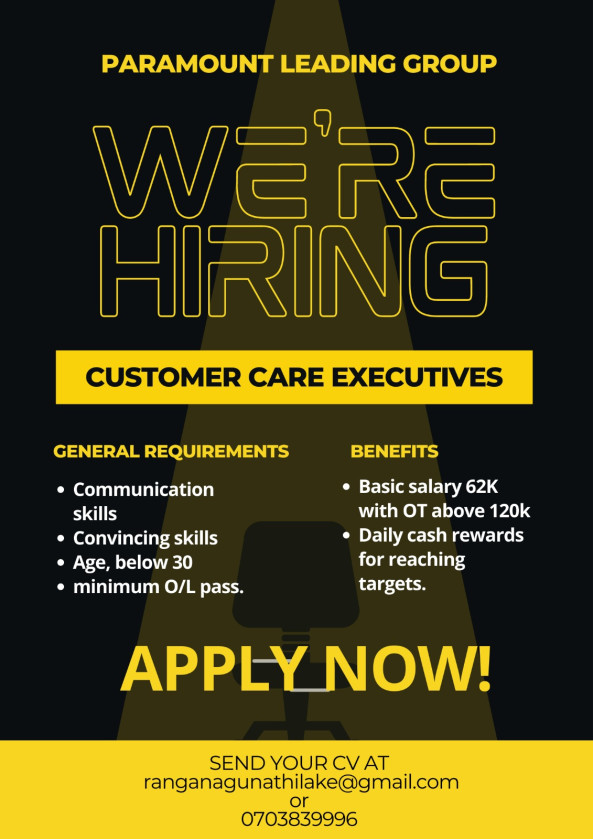 Customer care executive job from Paramount Leading Group in Colombo