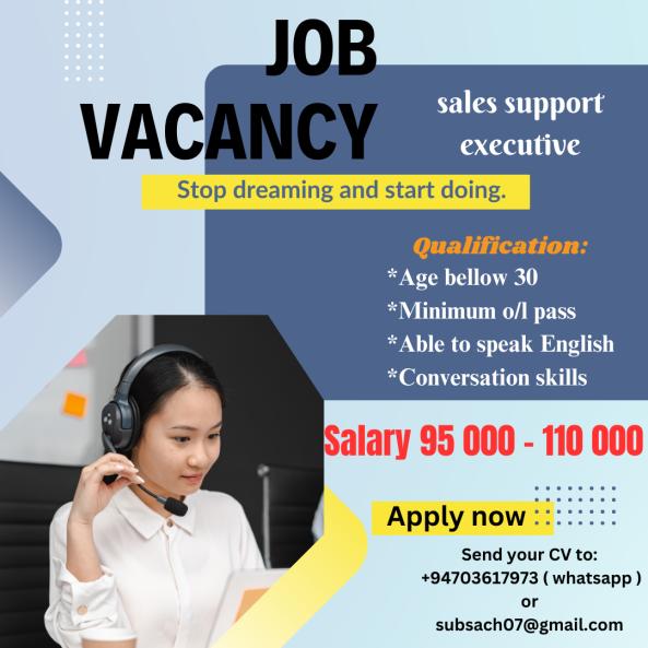 sales support executive job from Paramount leading group in colombo 3, Sri Lanka