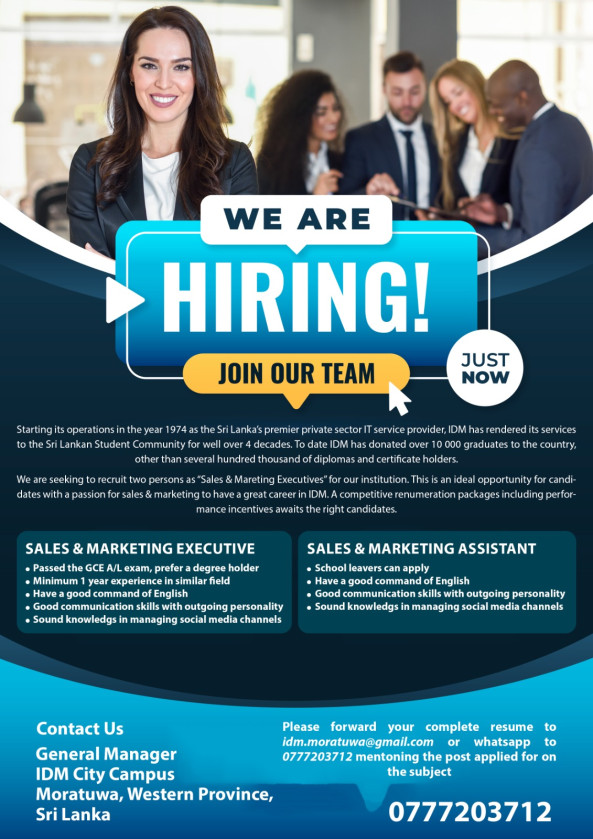 Sales & Marketing Executive job from Circle Group of Company in Moratuwa, Sri Lanka