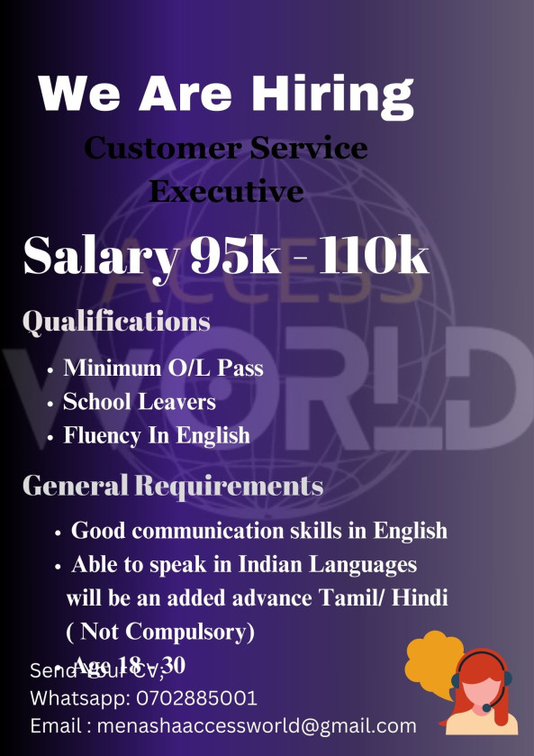 Tele sales executive job from Access World (Pvt) Ltd in Kollupitiya, Sri Lanka