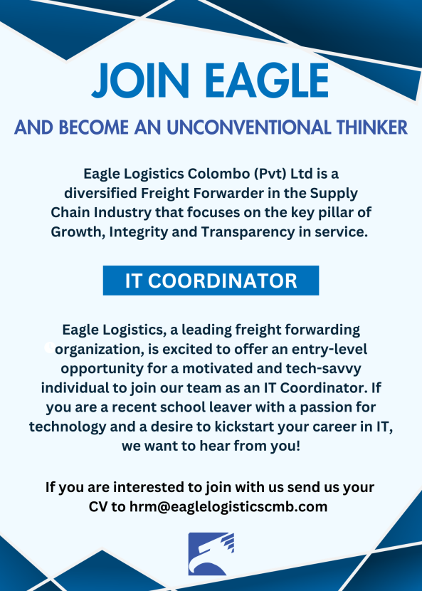 IT Coordinator job from Eagle Logistics Colombo (Pvt) Ltd in Colombo 03, Sri Lanka