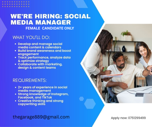 Social Media Manager (Female) job from The Garage in Colombo 04, Sri Lanka