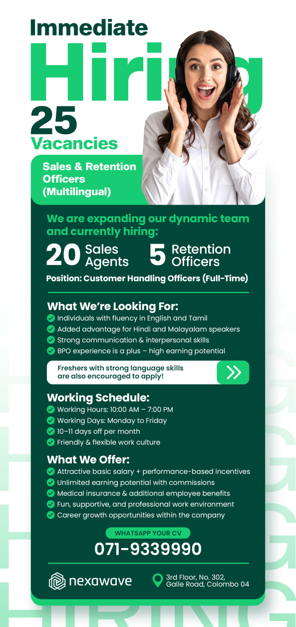 Call Center Executive job from nexawave-pvt-ltd in Colombo 04, Sri Lanka