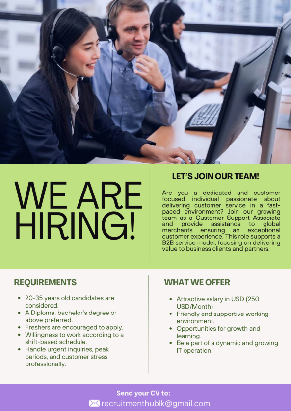 Customer Support Associate job from Recruitment Hub in Colombo, Sri Lanka