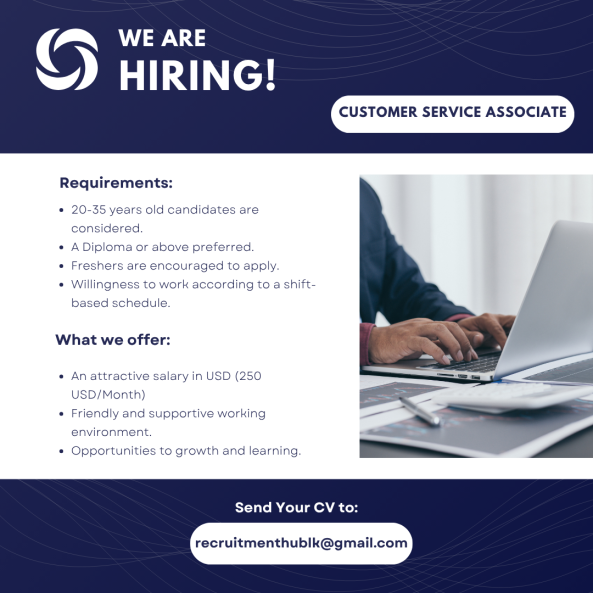 Customer Support Associate job from Recruitment Hub in Colombo, Sri Lanka