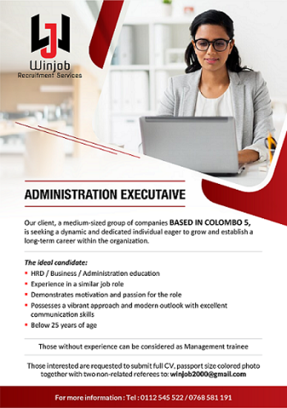 ADMINISTRATION EXECUTAIVE job from UN Consortium in Colombo 05, Sri Lanka