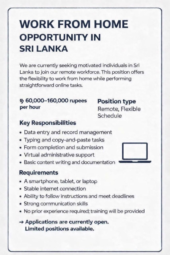 FREELANCE WORK FROM HOME SRI LANKA URGENTLY NEEDED job from Manpowergroup Inc in Los Angeles, Sri Lanka