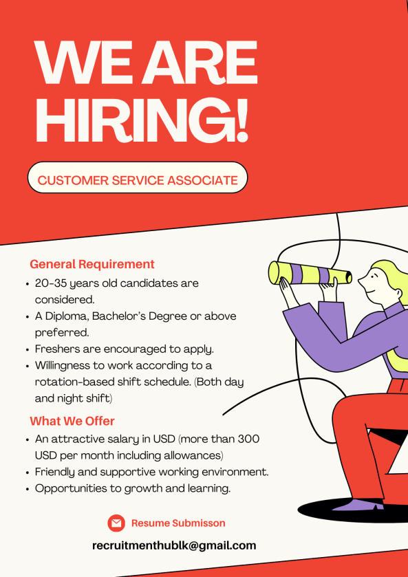 Associate - Customer Service job from Recruitment Hub in Colombo, Sri Lanka