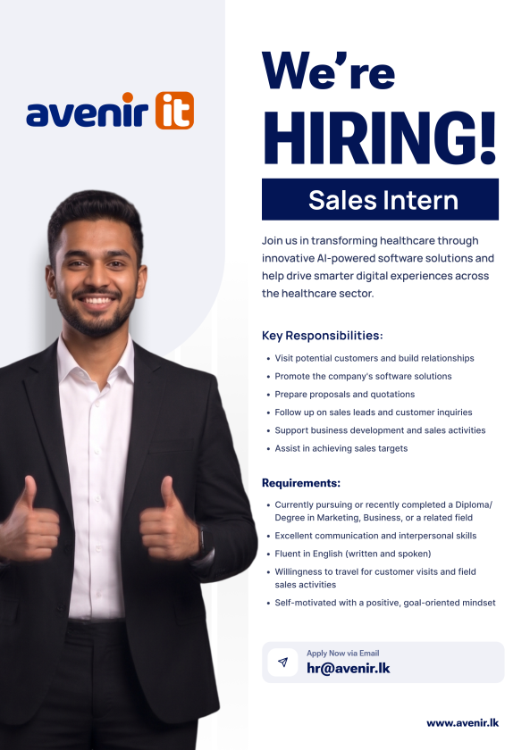 Intern - Sales job from Avenir IT (Pvt) Ltd in Kandy, Sri Lanka