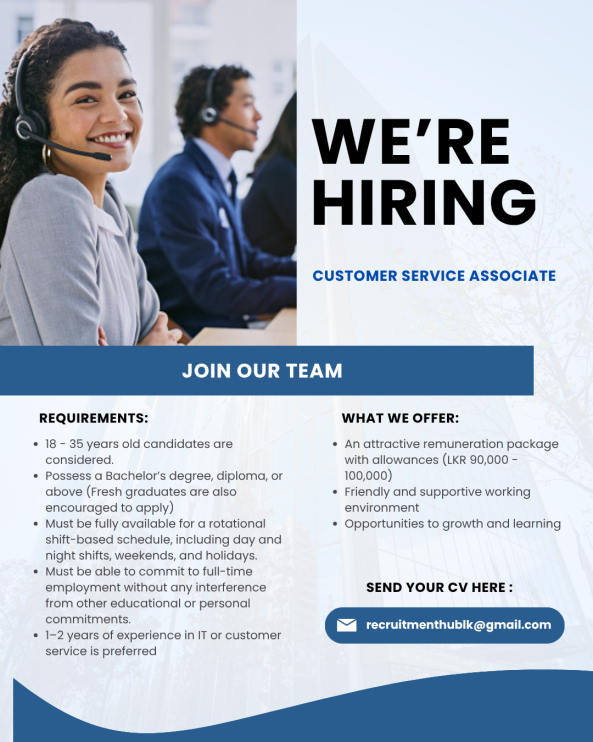 Associate - Customer Service job from Team CS in Colombo, Sri Lanka