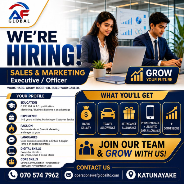 Sales & marketing Assistant job from AF Group in Katunayake, Sri Lanka