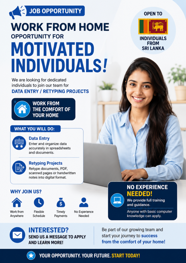 TYPING WORKERS NEEDED job from FLEX JOBS in Sri Lanka /Kandy, Sri Lanka