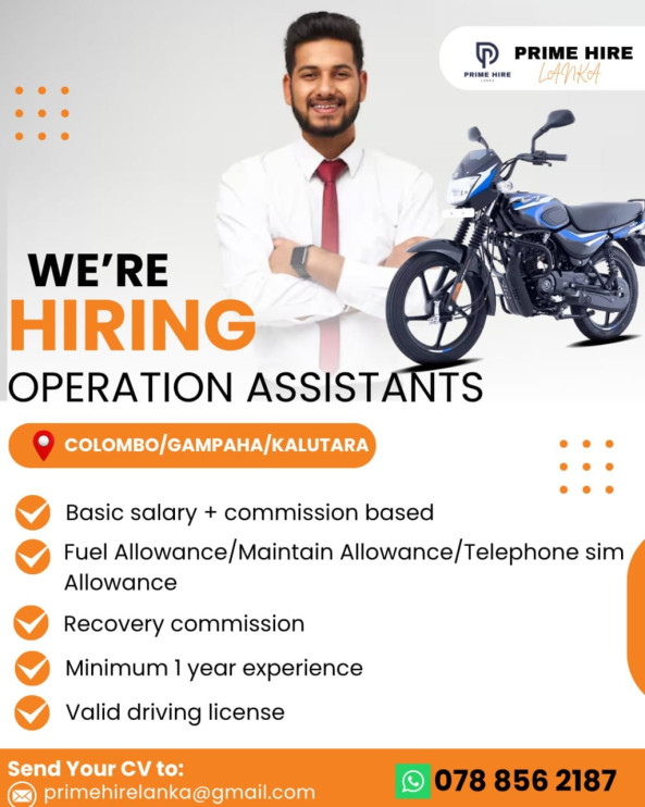 Operation Asssitant job from primehire Lanka in Colombo, Sri Lanka